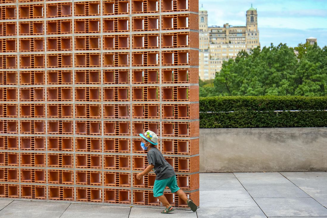 The wall installation on top of the Met Museum